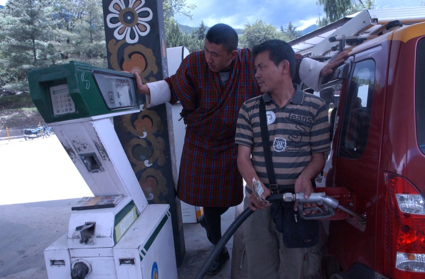 BHUTAN PETROL STATION HIGH OIL PRICE